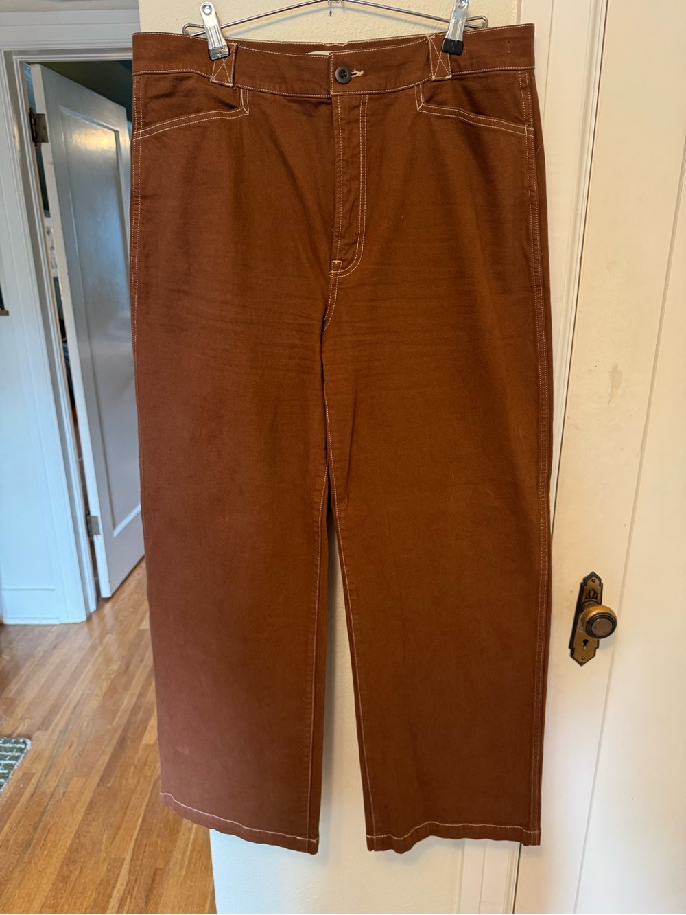 Madewell Emmett Wide-Leg Pants, Rust Brown